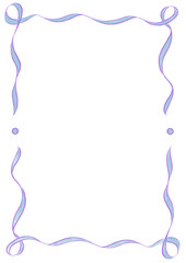 Purple & Light Blue Wavy Ribbon Frame with Dots, wedding menu invitation border, hand drawn baby shower decoration, a4 birthday pastel party, clown funfair style, bachelorette bachelor vintage retro