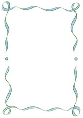Bright Green & Light Blue Wavy Ribbon Frame with Dots, wedding menu invitation border, hand drawn baby shower, a4 birthday pastel spring party, clown funfair style, bachelorette bachelor vintage retro