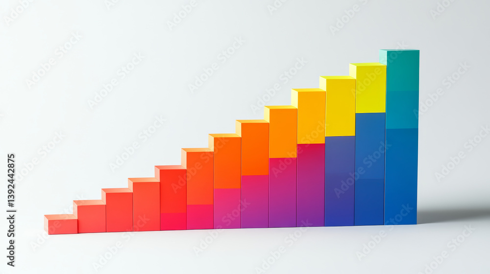 Aufkleber dynamic growth colorful blocks ascending creative space visual representation minimalist environment