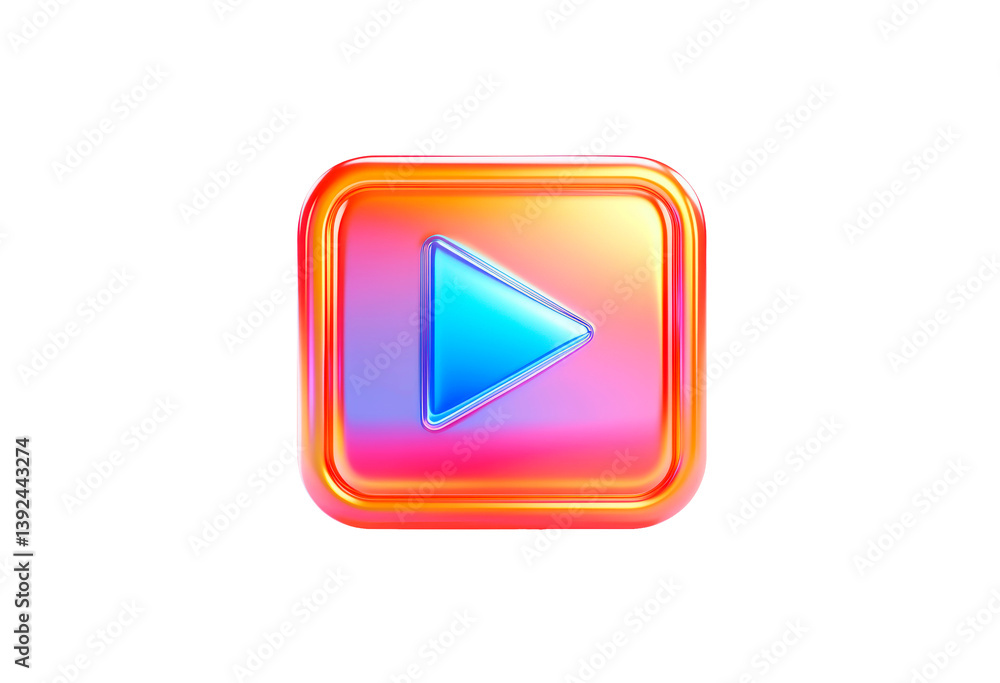 Poster colorful play button isolated on transparent background