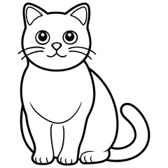 Cat Line Art Vector Illustration

