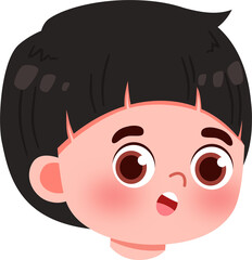 Surprised Child's Head, Flat Cartoon Illustration