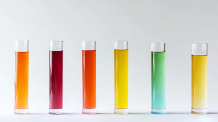 Colorful test tubes display laboratory setting scientific photography minimalistic environment close-up view chemistry concept