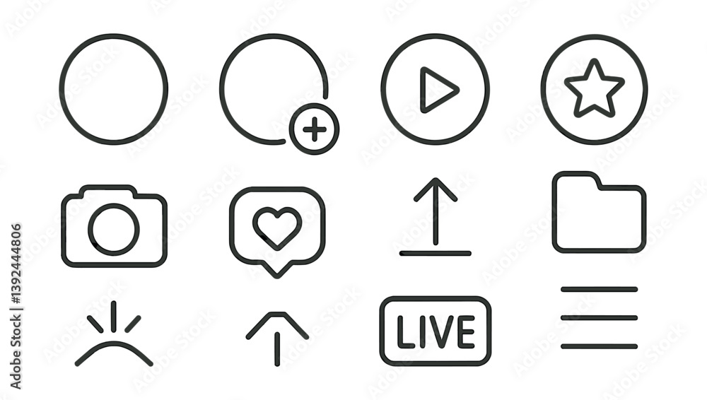 Aufkleber minimalist social media linear icons set for web and app design