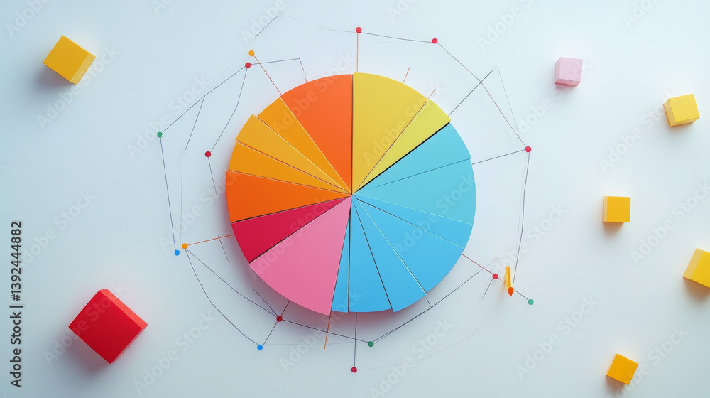 Aufkleber colorful data visualization pie chart modern office graphic design creative environment top view dat