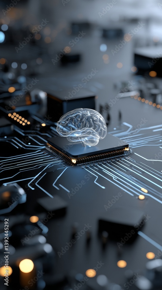 Poster stock was used to create this stock illustration of digital brain circuitry, which serves as a backg