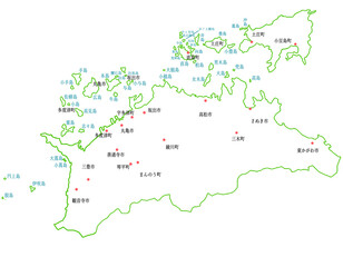 香川県　地図　白　斑点　イラスト