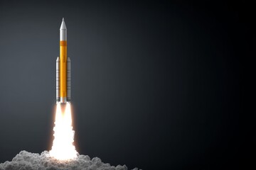 Stock is being used to analyze background graphs and data during the launch of a space rocket