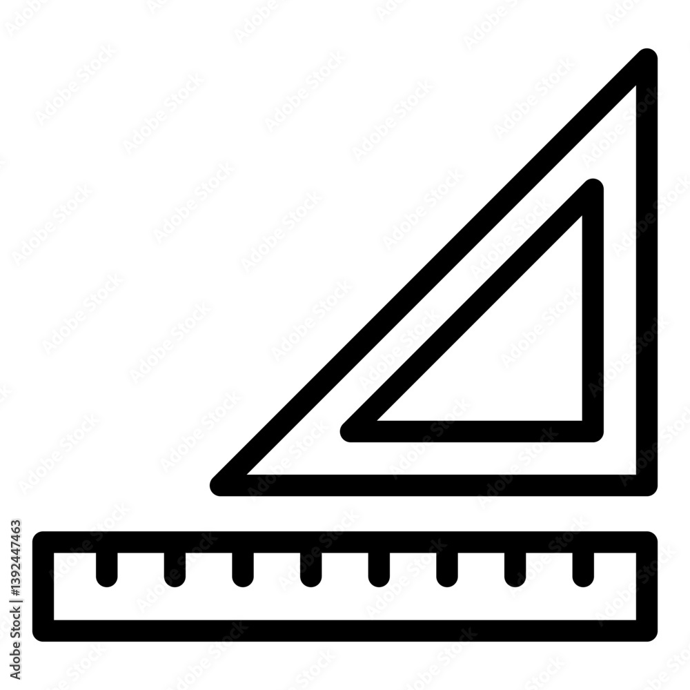 Poster triangle ruler line icon, geometry tool concept. vector graphics. measure tool sign on white backgro