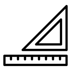 Triangle ruler line icon, geometry tool concept. Vector graphics. Measure tool sign on white background, style mobile or design.