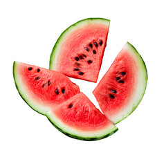 Watermelon slices isolated on a transparent background 
