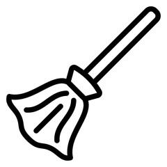 Witch broom line icon, halloween concept. Vector graphics. Magic broomstick sign on white background, style mobile or design.