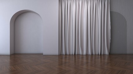 Empty room with wall background. 3D illustration, 3D rendering	