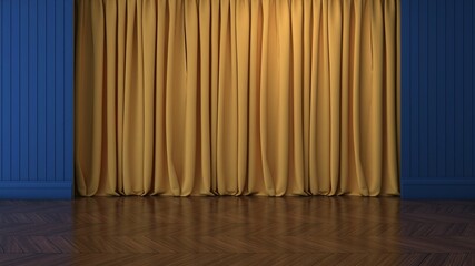 Empty room with wall background. 3D illustration, 3D rendering	