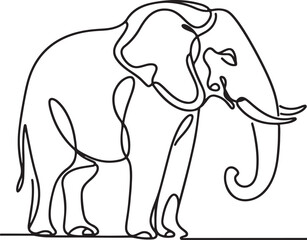 Modern Elephant Vector Line Art Drawing