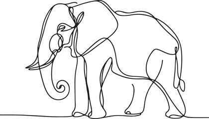 Modern Elephant Vector Line Art Drawing