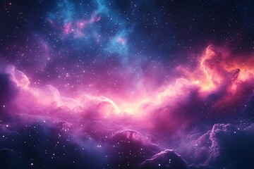 Fototapeta premium Cosmic Nebula Vibrant Pink Blue Galaxy.