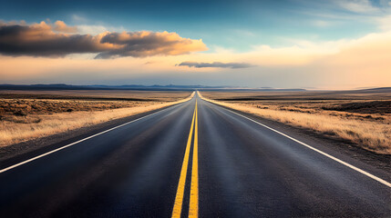 Naklejka premium stretch of a beach at sunset, with the sky painted in orange and pink hues and the ocean gently reflecting the colors 