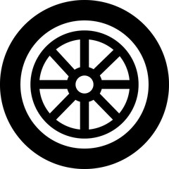 Wheel tires icon in flat. Black rubber wheel tire disks auto service isolated on transparent background © AbdulJabbar