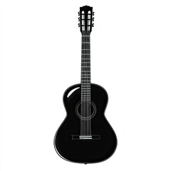 Obraz premium Elegant black classical guitar isolated on white, musical instrument