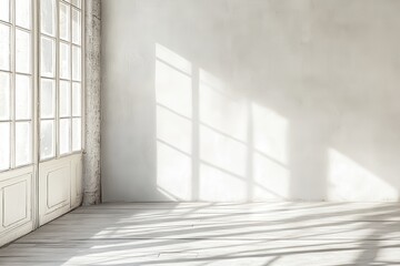 Sunlit Room with White Walls and Wooden Floor