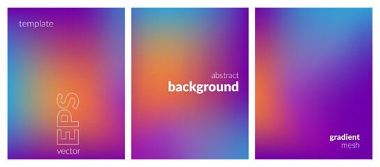 Fototapeta premium Abstract liquid background set. Gradient mesh. Effect bright color blend. Blurred fluid colorful mix. Modern design template for web covers, ad banners, posters, brochures, flyers. Vector EPS