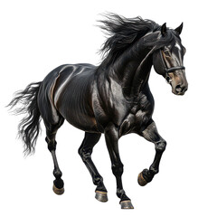 Fototapeta premium Dashing stallion charging with energy isolated on white background png horse charging PNG stallion wild energy white background