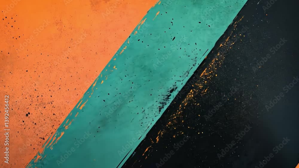 Poster vibrant abstract background with dynamic textures and bold color splashes in orange, teal, and black