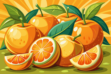 vector of Fresh oranges