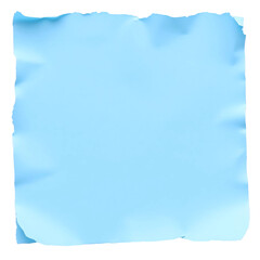 light blue sheet of paper with slightly torn edges, isolated on transparent background