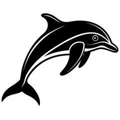 Dolphin Silhouette Vector Black and White Drawing Illustration