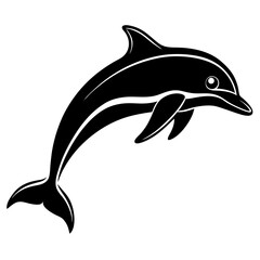 Dolphin Silhouette Vector Black and White Drawing Illustration