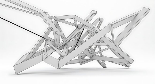Wireframe Chaos: A 3D Exploration of Geometric Tension AI Generated