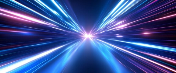 Fototapeta premium Fast Moving Light Tunnel, Abstract Speed