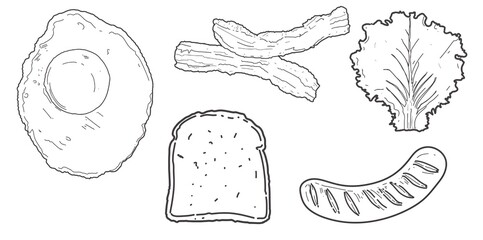breakfast vector line art collection
