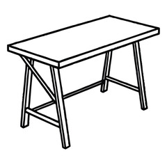 Dining Table Line Art Vector