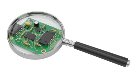 Isolated Magnifying Glass on Circuit Board