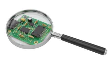 Isolated Magnifying Glass on Circuit Board
