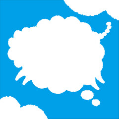 ひつじの雲。ちぎり絵のようにジワジワ滲んだラフなアウトラインの白い雲のようなフキダシ・フレームシリーズ。セリフや名札（ネーム）やワッペンに。ベクター素材