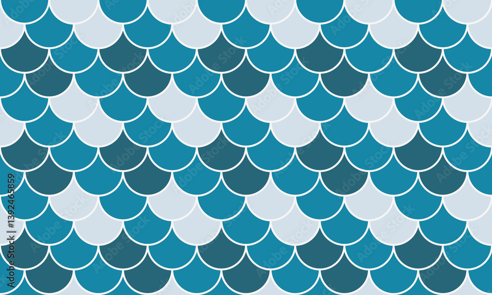 Poster abstract seamless pattern of overlapping teal and light blue scales. perfect for website backgrounds