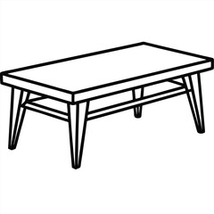 Dining Table Line Art Vector