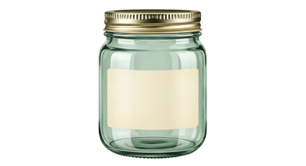 Isolated Empty Glass Jar with Label