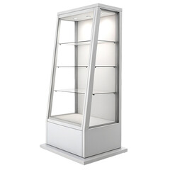 Tall White Display Cabinet with Transparent Glass Doors