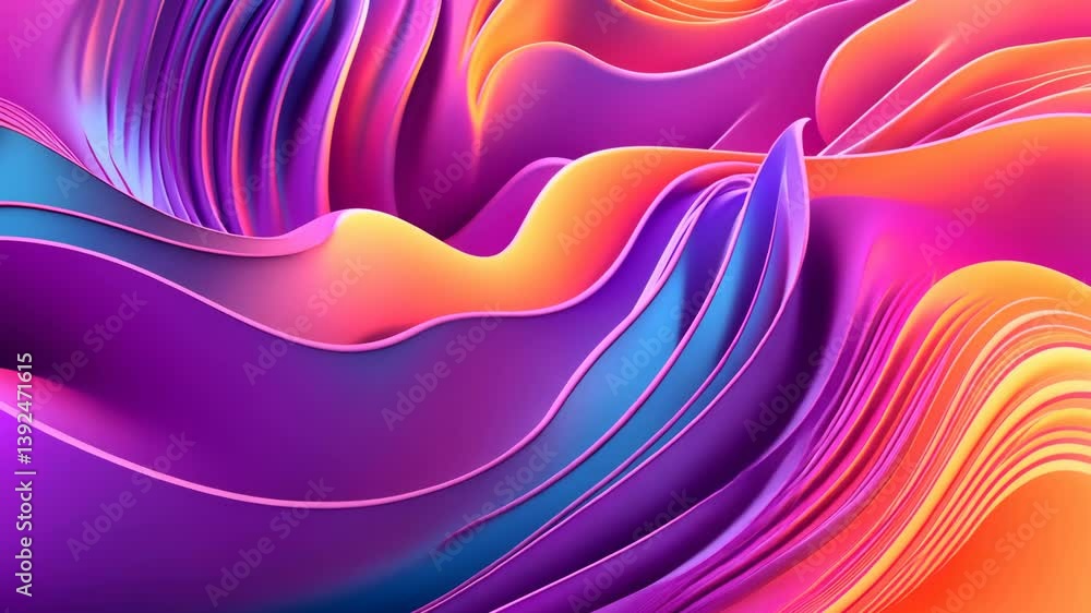 Poster colorful wavy abstract background with smooth overlapping shapes and bright gradient colors creating