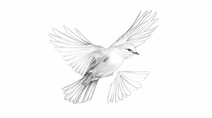 Obraz premium flying bird drawing illustration