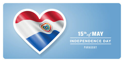 Paraguay happy independence day greeting card, banner vector illustration