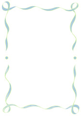 Light Blue & Light Green Wavy Ribbon Frame with Dots, wedding menu invitation border, hand drawn baby shower, a4 birthday pastel spring party, clown funfair style, bachelorette bachelor vintage retro