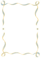 Orange & Light Blue Wavy Ribbon Frame with Dots, wedding menu invitation border, hand drawn baby shower, a4 birthday summer bridal party, clown funfair style, bachelorette bachelor vintage retro