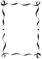 Black Wavy Ribbon Frame with Dots, wedding menu invitation border, hand drawn baby shower, a4 birthday bbq summer party, clown funfair style, bachelorette bachelor vintage retro, gothic formal