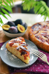 Piece of Plum Cake on a plate